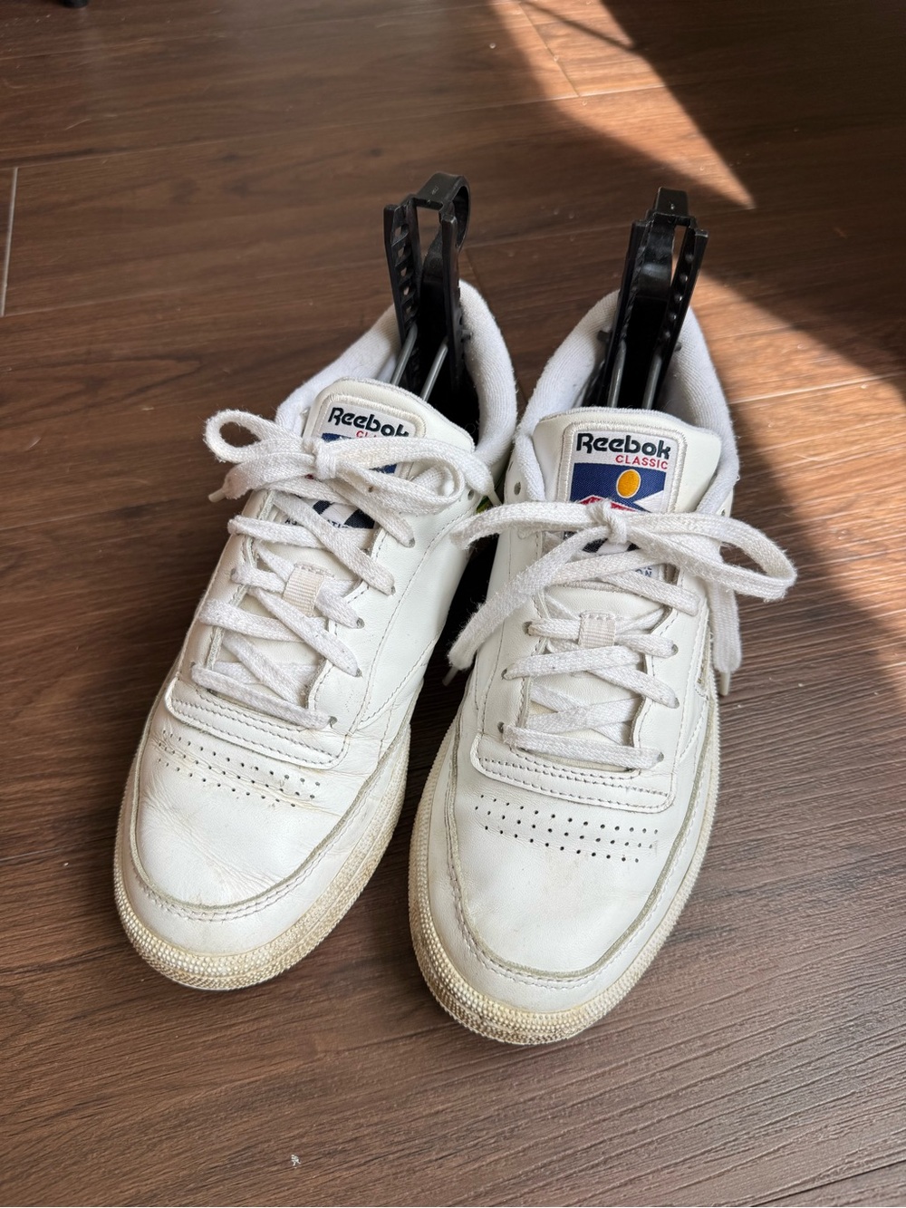 Reebok Club C 85 Vintage International Collage of Flags White Classic Shoes 7.5